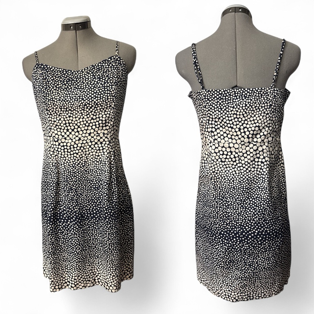 LOFT Navy and White Spotted Slip Dress - 6